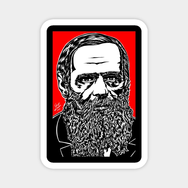 FYODOR DOSTOYEVSKY ink and acrylic portrait Magnet by lautir