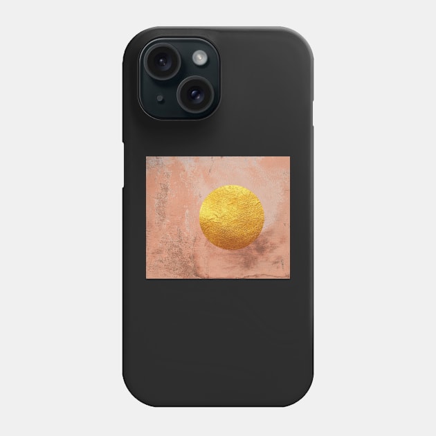 Beige concrete texture with golden moon Phone Case by ColorsHappiness