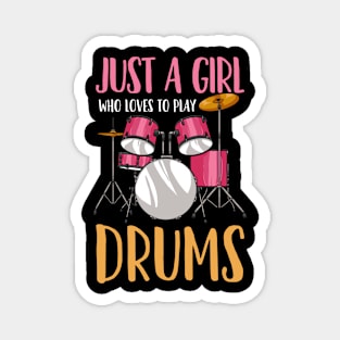 Drummer Girl Drumset Drumming Magnet