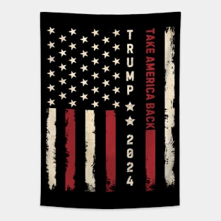 Donald Trump 2024 Take America Back American Flag Patriotic Tapestry