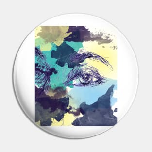 Blue eyes - Watercolor artwork Pin