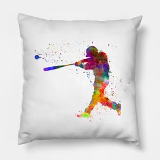 Baseball player in watercolor Pillow