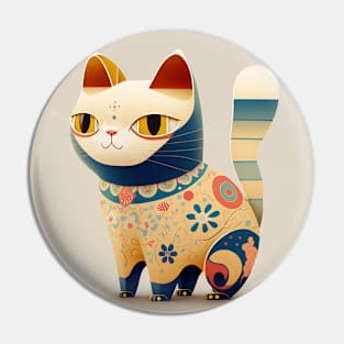 Japanese Flower Cute Cat Pin