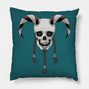 Tri-Beard Menace (Teal Background) Pillow