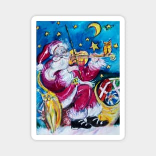 INSPIRED SANTA VIOLIN PLAYER WITH OWL Christmas Night Magnet