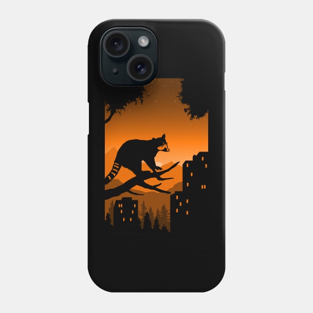 Sunset Raccoon Phone Case by nickbeta