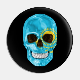 Kazakhstan Flag Skull - Gift for Kazakhstani With Roots From Kazakhstan Pin