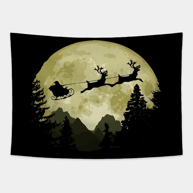 Santa Claus And The Moon Tapestry by Nerd_art