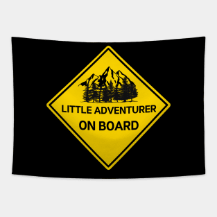 little adventure on board funny car sticker Tapestry