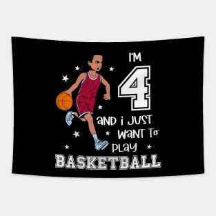 Boy plays basketball - I am 4 Tapestry