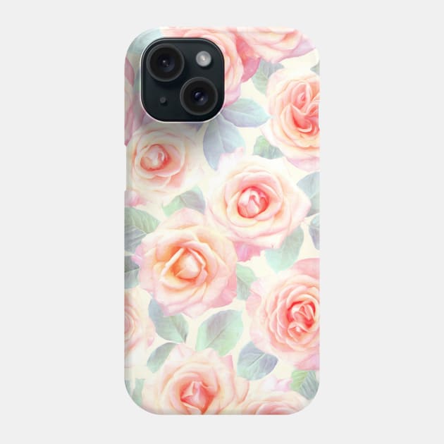 Faded Pink and Peach Painted Roses Phone Case by micklyn