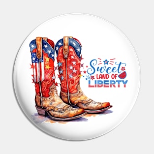 Country Western Cowboy Boots Patriotic Design Pin