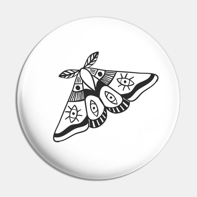Mystic Moth Butterfly Black Pin by MinimalLineARt
