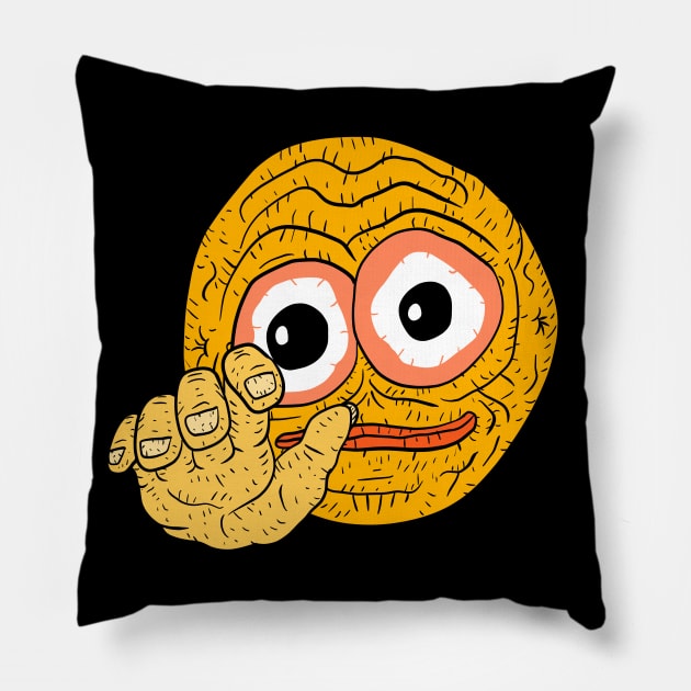 cursed emoji, hand emoticon meme drawing. Pillow by JJadx