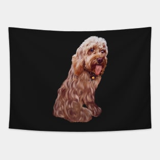 Licking tongue Cavapoo Cavoodle puppy - cute cavalier king charles spaniel Tapestry