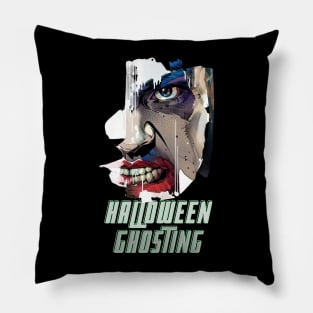 Halloween Ghosting (scary cartoon snarl face) Pillow