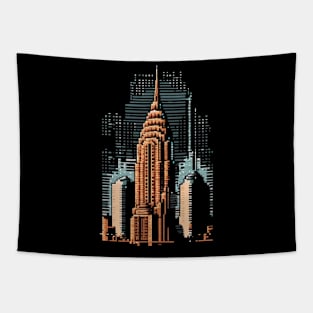 Chrysler Building Pixel Art Tapestry