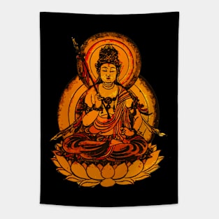 Yellow Buddha Illustration Tapestry