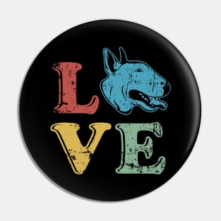 Love Bull Terrier Dog Owner Retro Style Design Pin