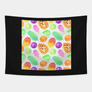 Bright watercolor tropical fruit pattern Tapestry
