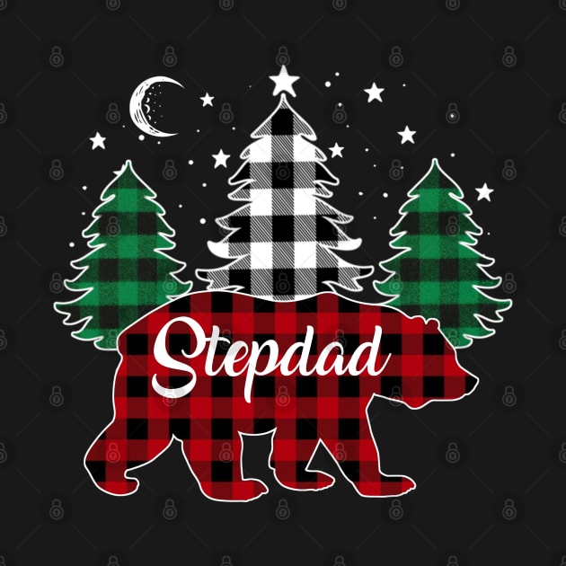 Stepdad Bear Buffalo Red Plaid Matching Family Christmas by Marang