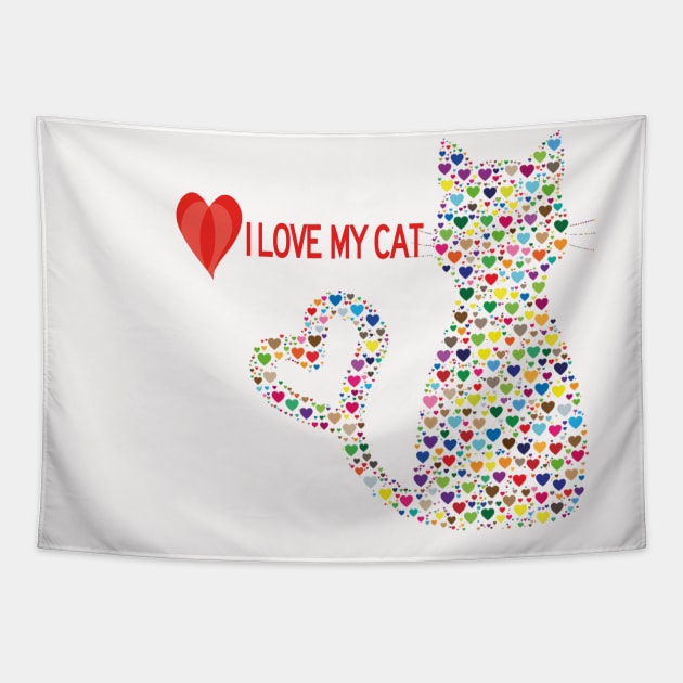 i love my cute cat Tapestry by TOPTshirt