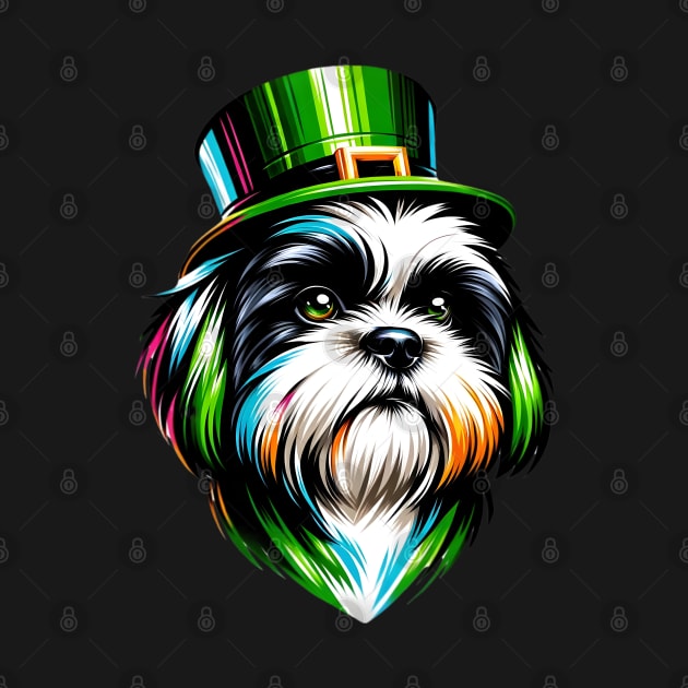 Shih Tzu in Leprechaun Hat Celebrates St. Patrick's by ArtRUs