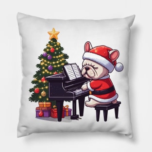 French Bulldog Playing Piano Christmas Pillow