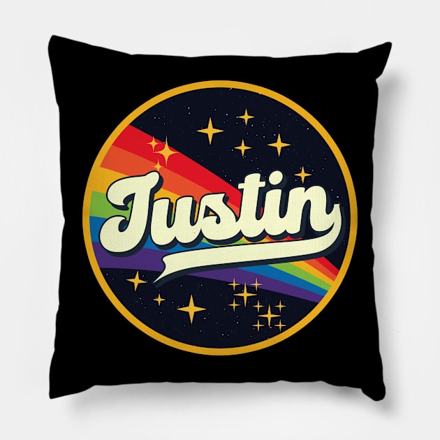 Justin // Rainbow In Space Vintage Style Pillow by LMW Art