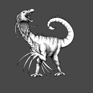 Dinosaur Therizinosaurus Alien Drawing T-Shirt