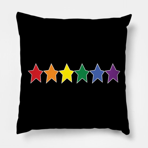 Star Rainbow Pride Graphic White Line Row Pillow by ellenhenryart