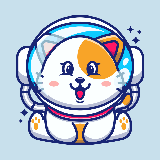 Cute baby cat wearing an astronaut helmet, cartoon character by Wawadzgnstuff