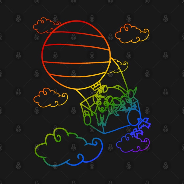 Hot Air Balloon Rats (Rainbow Version) by Rad Rat Studios