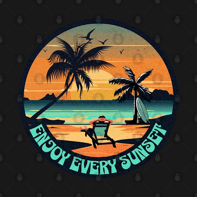 Vintage Enjoy Every Sunset by PlayfulPrints