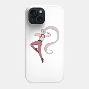 Jump Kick Battle Girl in Burgundy Tones Phone Case