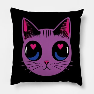 Bisexual Pride Cat - Heart Eyes Pillow