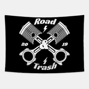 Road & Trash Crossed Pistons - White Tapestry