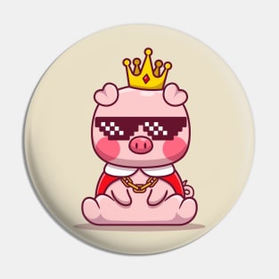 Cute King Pig Wearing Glasses Pin