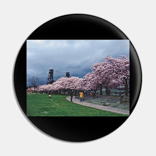 Springtime Cherry Blossoms in Portland Oregon Pin