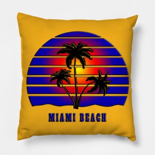 Miami Beach Florida Vacation Palm Trees Pillow