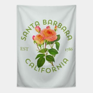 Santa Barbara California Vintage Rose Botanical Illustration Tapestry