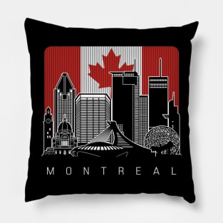 Montreal Canada Skyline Canadian Flag Pillow