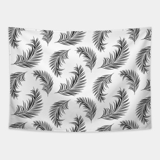 Black and white palm leaves pattern Tapestry