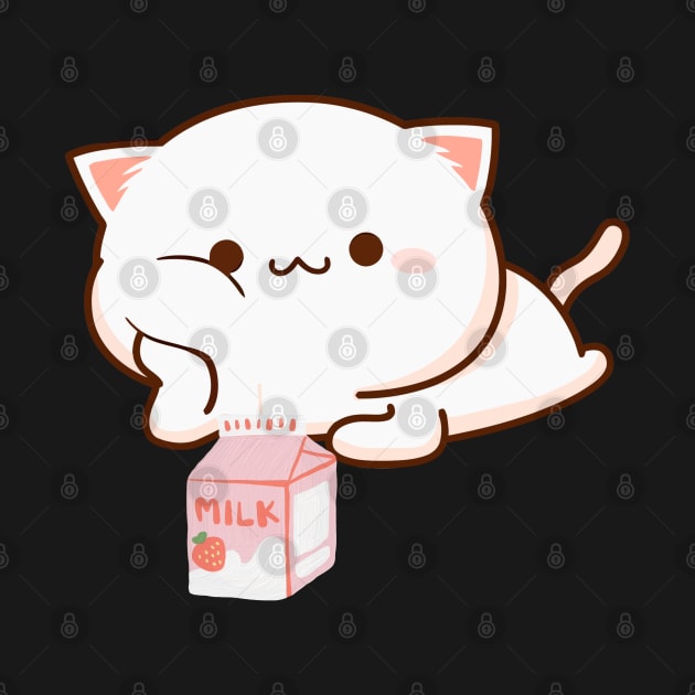 Cat Strawberry Milk Anime Japanese Kawaii by Hunter_c4 "Click here to uncover more designs"