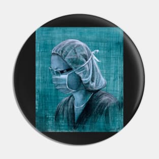 Medical Rep Lou - Drawing by Adelaide Artist Avril Thomas - South Australian Artist Pin