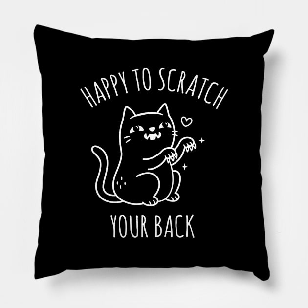 Cat With Sharp Claws Happy To Scratch Your Back Pillow by rustydoodle