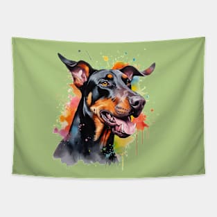 Doberman Pinscher Watercolor Tapestry