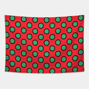 Pattern Green Circles Red background Nice Gift for lovers Tapestry