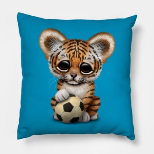 Tiger Cub With Football Soccer Ball Pillow