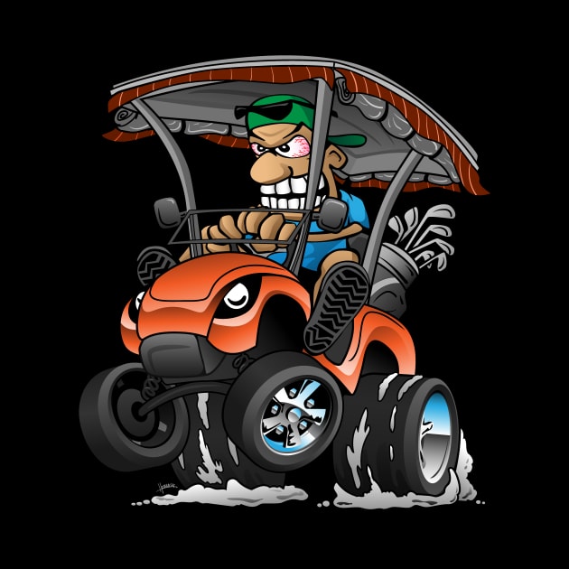 Funny Golf Cart Hotrod Golf Car Popping a Wheelie Cartoon by hobrath